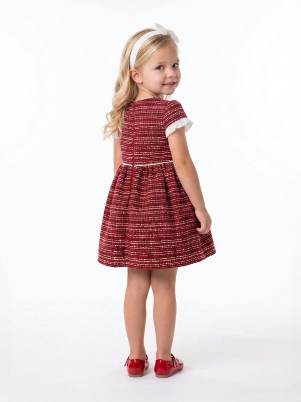 DRESS & Fleur Baby Girls Short Sleeved Tweed Dress in Red