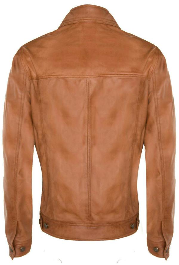Infinity Leather Men’s Retro Leather Trucker Jacket-Constantine