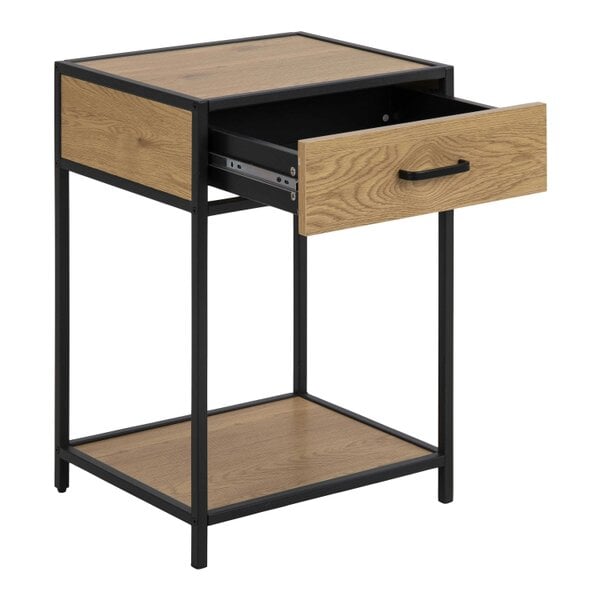Wyld Haus El Paso Black and Wild Oak Bedside Table 1 Drawer