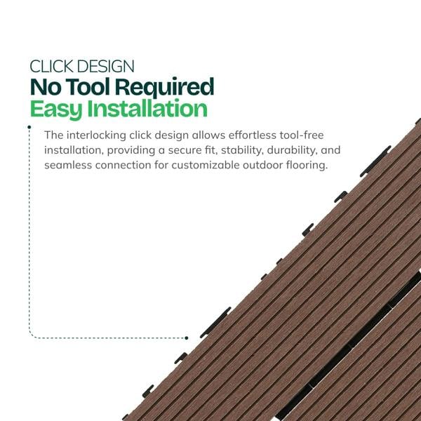 My Garden Outdoor Living My Garden Interlocking Decking Tiles Outdoor 5 Pack – 30x30cm Wood & Plastic Weather-Resistant, Easy Install