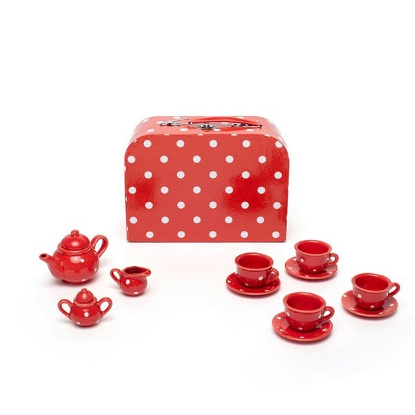 Bigjigs Toys Red Polka Dot Porcelain Tea Set