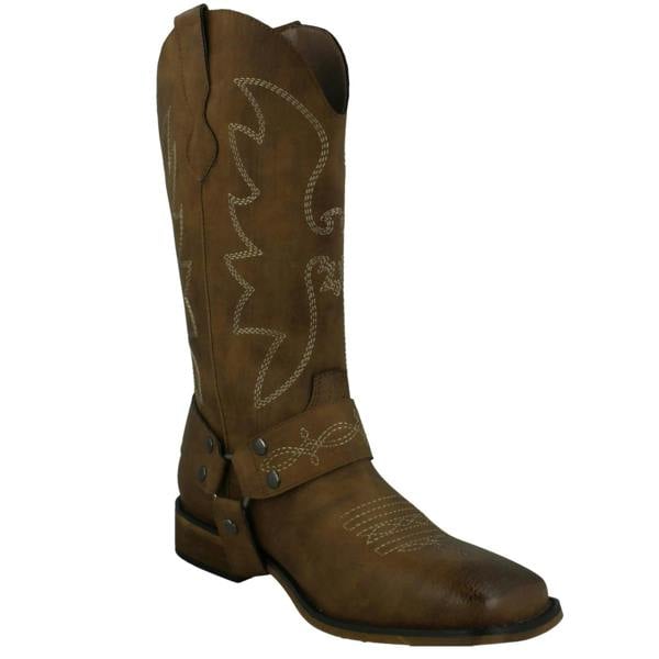 Spot On Ladies Spot On Low Heel Cowboy Boots with Ring Trim Strap F51234