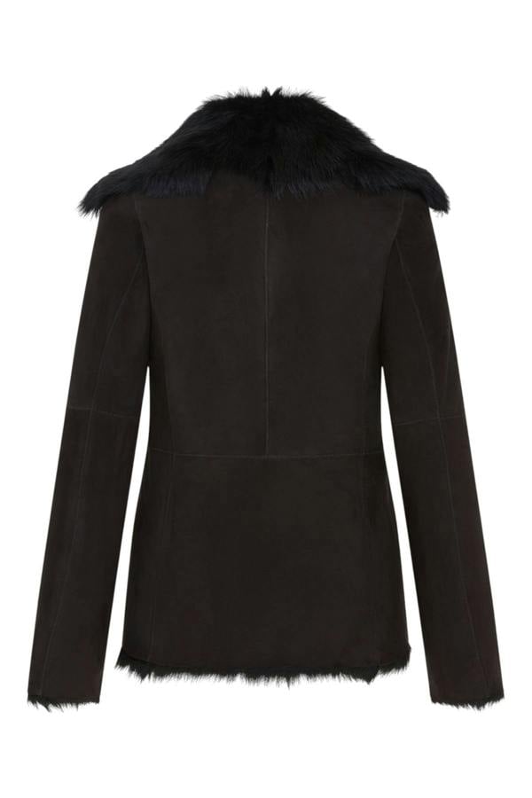 Infinity Leather Women's Sheepskin Toscana Shearling Suede Leather Jacket - Noiré