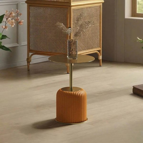 Ethel Side Table, Stainless Steel & Leather-Rit Concept-Rit Concept