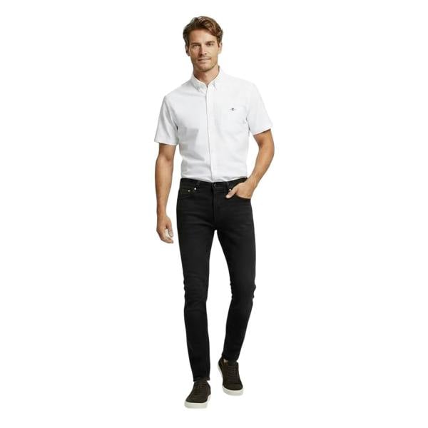 Gant Mens Classic Logo Poplin Short-Sleeved Shirt - White - 
