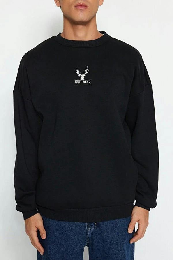 WOVCOR Crew Neck Animal Embroidered Men's Sweatshirt