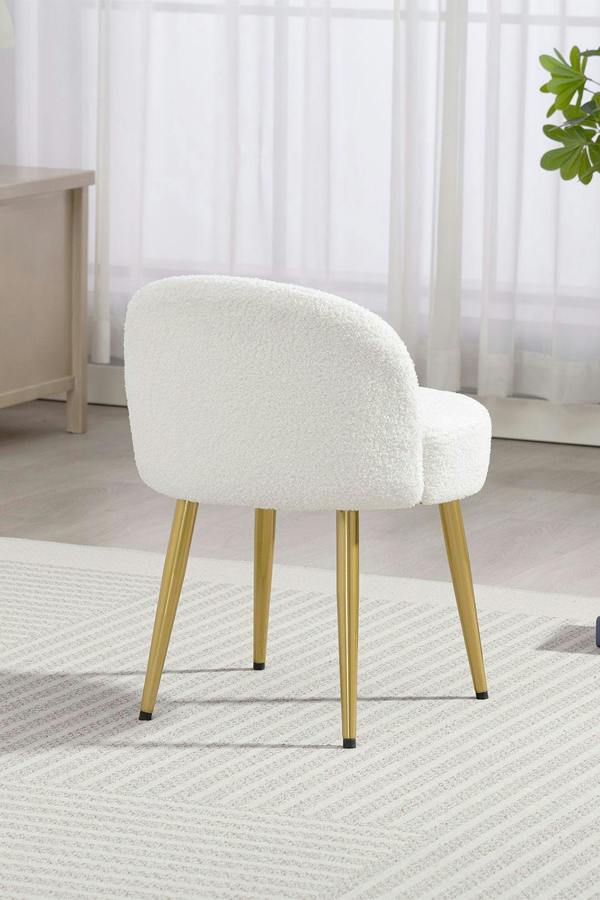 Living and Home Teddy Fleece Dressing Table Stool with Iron Legs