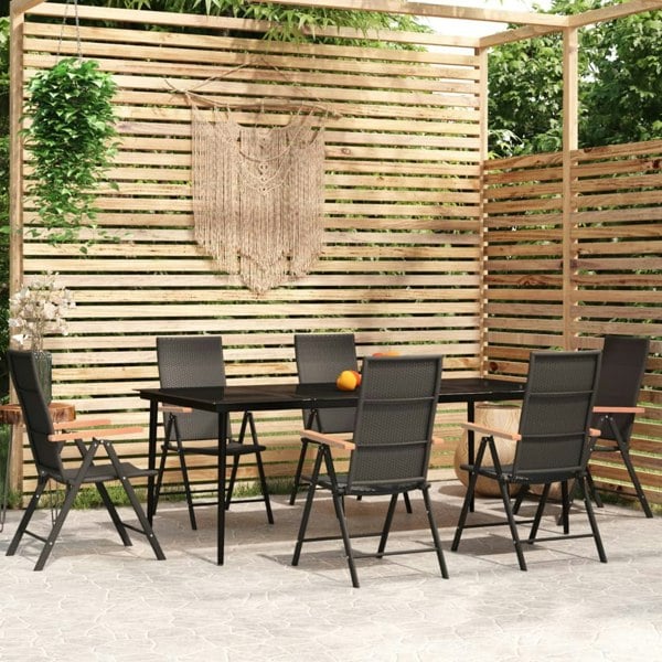 Berkfield 7 Piece Garden Dining Set Black