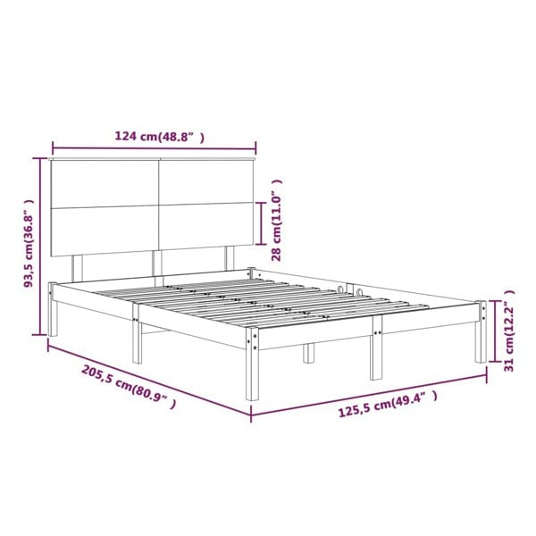 Berkfield Bed Frame Solid Wood Pine 120x200 cm
