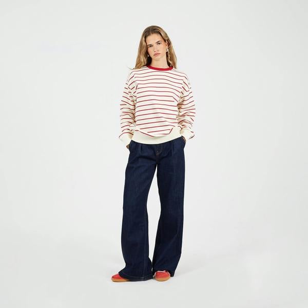 Brave Soul Red Classic Stripe Crew Neck Sweatshirt - Red Image 3