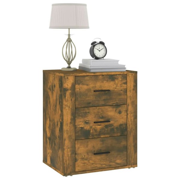 Berkfield Bedside Cabinet Smoked Oak 50x36x60 cm Engineered Wood