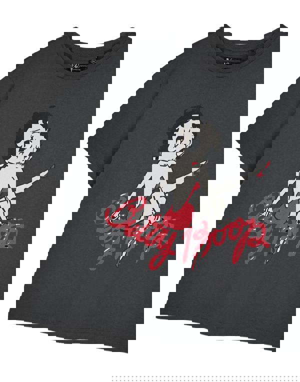 Betty Boop Womens Grey Leg Cropped Short Sleeved T-Shirt