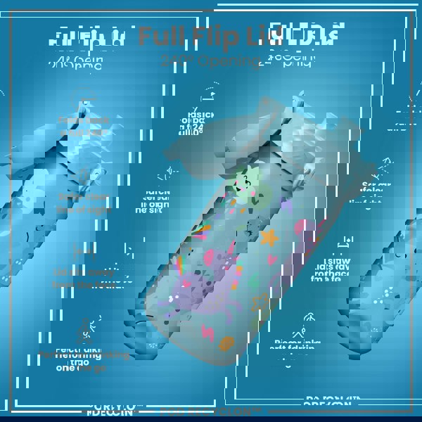 ION8 Leak Proof Kids Water Bottle, Recyclon, Blue Unicorns, 350ml (12oz)