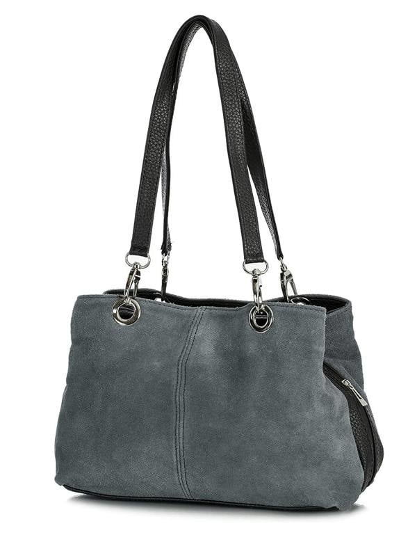 Kitise Real Italian Suede Vivid Colours Small 3 Compartments Tote Bag Stylish Shoulder Handbag