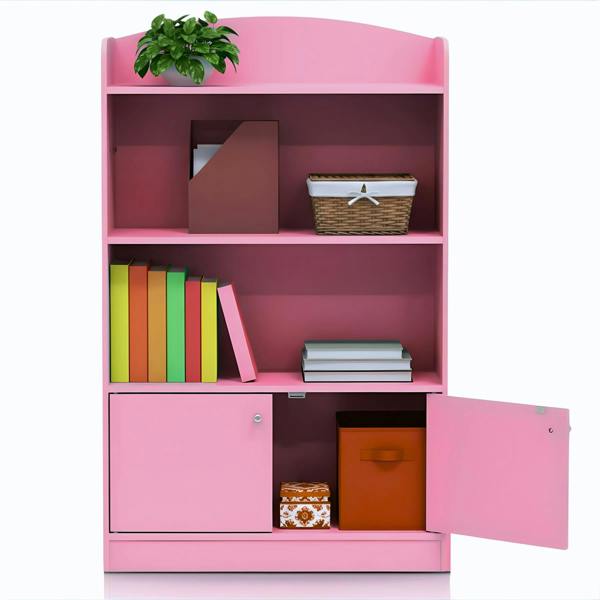 WALPLUS KidKanac Bookshelf with Storage Cabinet, Pink | High Quality Decorative Wall Design