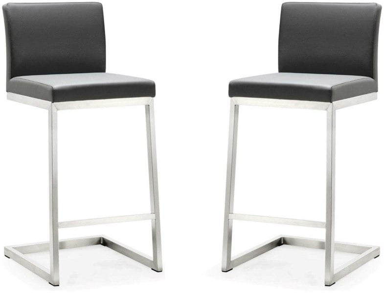 Furniture Edit Parma Grey Stainless Steel Counter Stool Set of 2