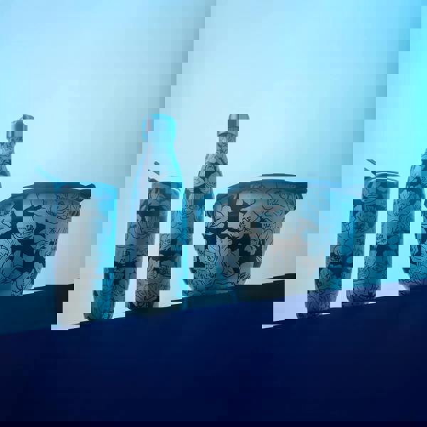 S'well Charcoal Bloom Water Bottle, Black & White, Stainless Steel Copper, 500ml