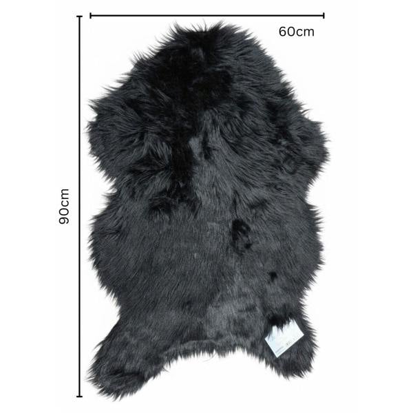 HomeSpace Direct Luxury Faux Rabbit Fur Rug Black