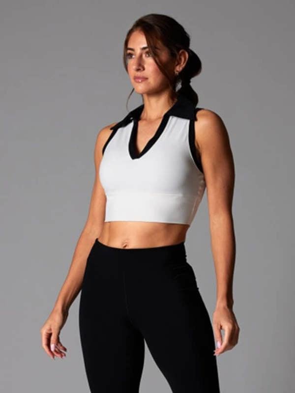 Tavi Contrast Polo Tank Top - Coconut Ebony
