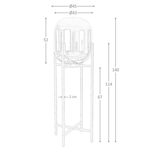 Angel Cerdá Floor lamp in grey smoked mirror-effect glass and black steel 8087