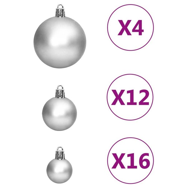 Berkfield 111 Piece Christmas Bauble Set Silver Polystyrene