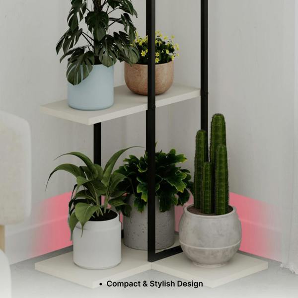 Decortie Vetra Modern 3-Tier Plant Stand 46cm Indoor Planter Holder with Metal Frame Corner Design