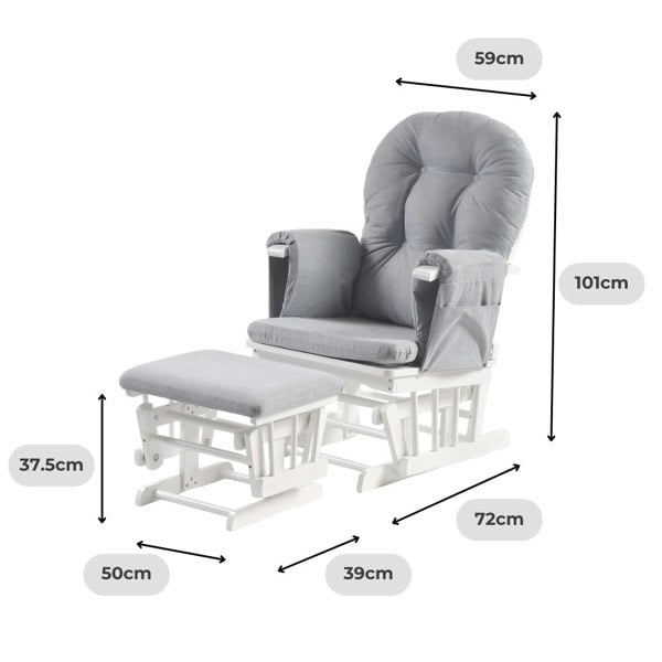 Haywood reclining nursing chair cloud grey dimensions