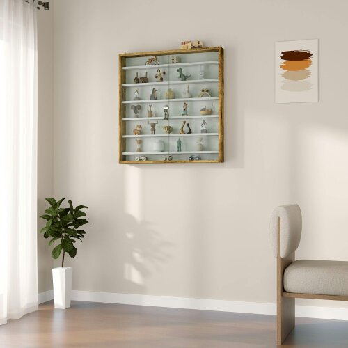 Wyld Haus Yovere Wood And Glass Brown 6 Tier Display Cabinet With Glass Doors