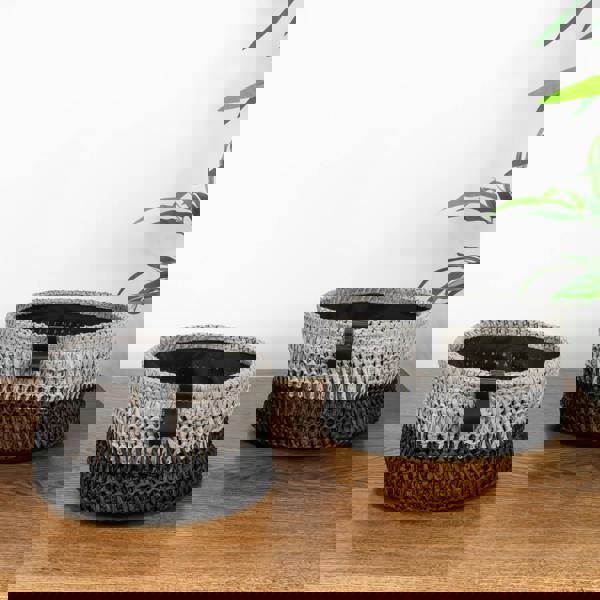 JVL Kenzi Round Fabric Storage Baskets for Home Organisation, Set of 2