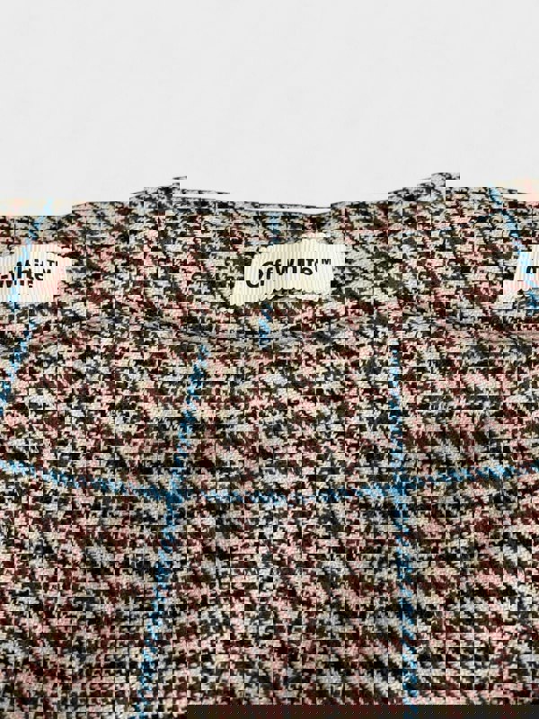 Off - White Check Pleated Mini Skirt All Over Beige - Supplied FashionOff White