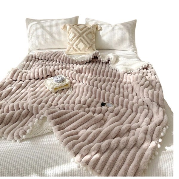 goodgoodhome Anycozy Blanket Brown Tuscan Faux Rabbit Fur Autumn Winter Warm Wool Weighted Blanket Soft Cozy Warmth Sofa Blankets 200x230cm