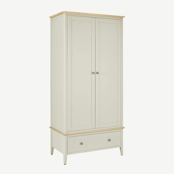 Statement Furniture Pembroke Double Wardrobe with Oak Top Modern 2 Door Wooden Storage