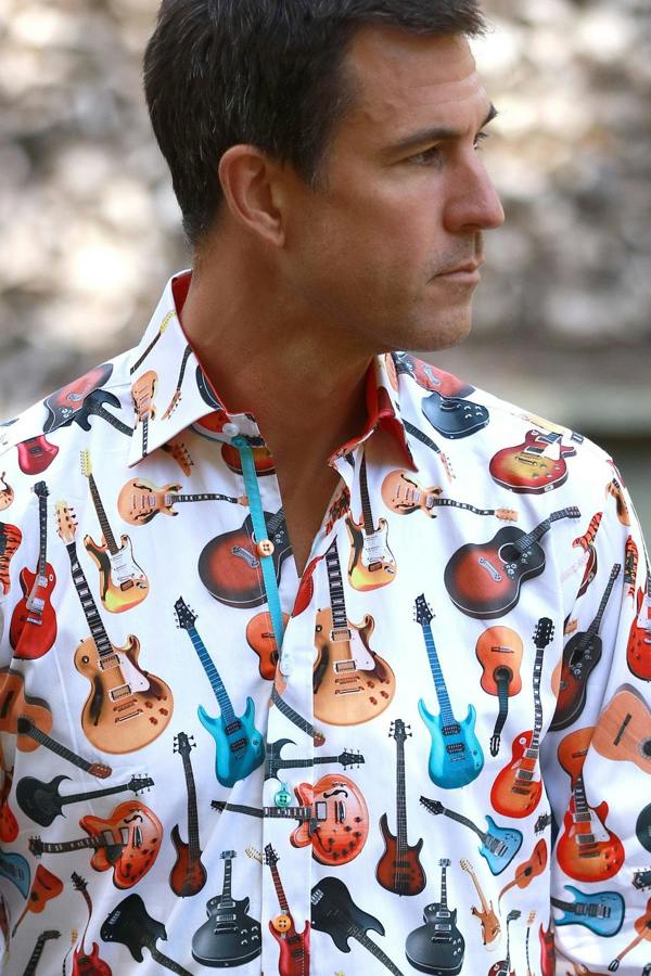 GUITAR PRINT SHIRT – Premium Men's Patterned Shirt by Claudio Lugli | Bold Design, Tailored Fit, Best Printed Shirts