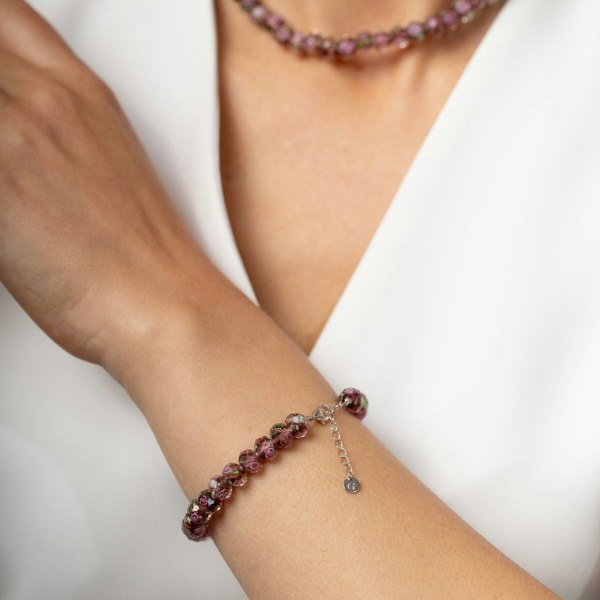 Gold Trip Autumn Rose Glass Beaded Bracelet