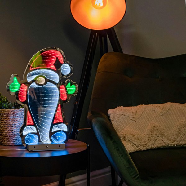 Samuel Alexander 40cm Infinity Christmas Santa with Metal Base and Multi-Coloured LEDs