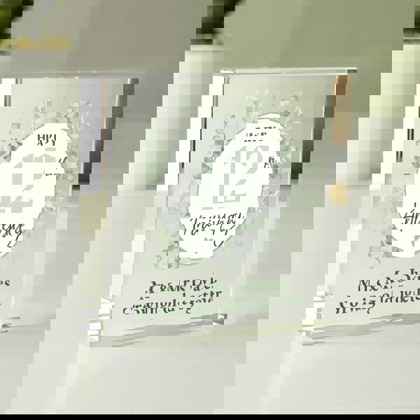 Personalised Memento Company Personalised Botanical Anniversary Crystal Token