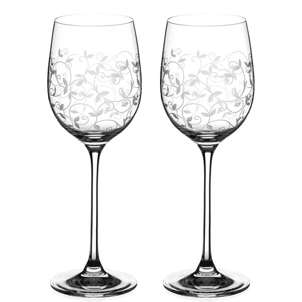 Diamante Floral Moda White Wine Glasses - Set of 2