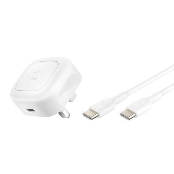 Belkin Boost Charge 20W USB C UK Wall Charger with USB C to C Cable White - WCA009my1MWH-B6