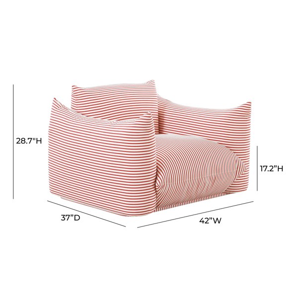 Furniture Edit Saint Tropez Pearl and Red Striped Stuffed Outdoor Armchair