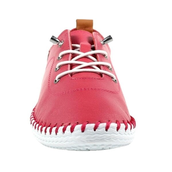 Lunar Women's St Ives Leather Plimsolls - Raspberry - Raspberry - 100% Leather