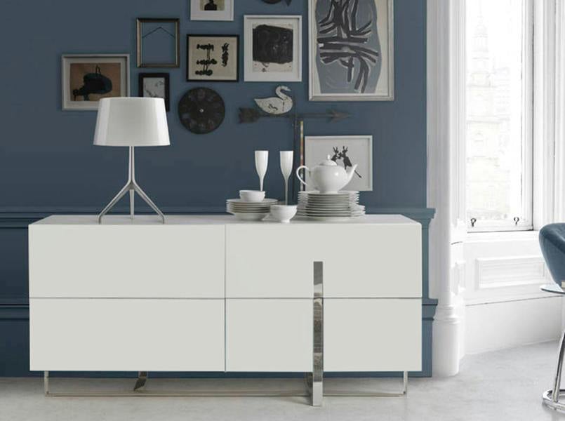 Angel Cerdá White Wood and Chromed Steel Sideboard 3052