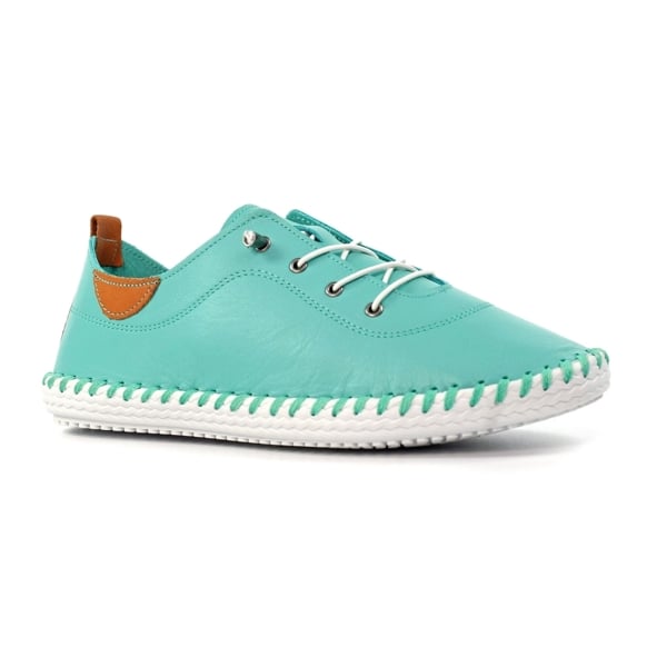 Lunar Women's St Ives Leather Plimsolls - Turquoise / White