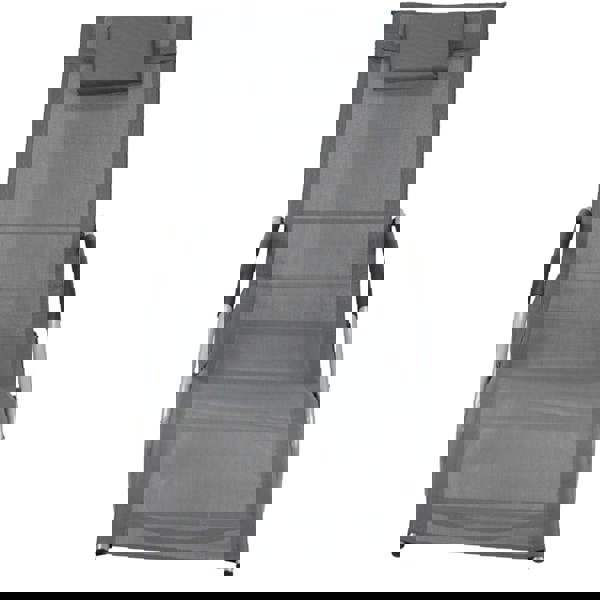 Gr8 Garden Grey Sun Lounger Garden Rocking Chair Recliner Patio Seat with Pillow Headrest