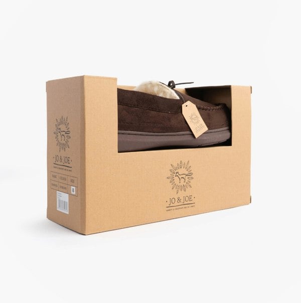 Jo & Joe CRANFORD Mens Moccasin Slippers Brown