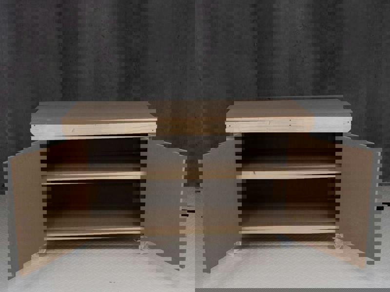 Arbor Garden Solutions Wooden MDF Top Workbench With Lockable Cupboard (V.9) double shelf and wheels