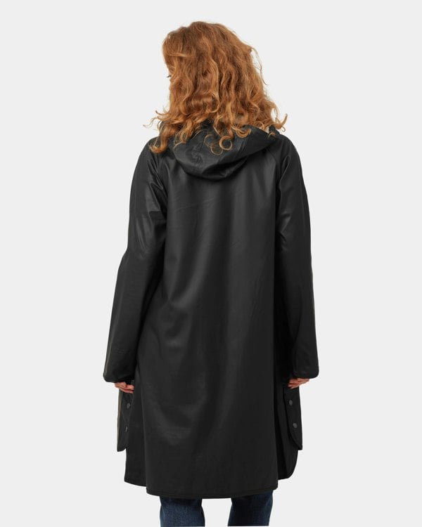 Ilse Jacobsen Rain Womens A-Line Rubberised Raincoat - Black 001