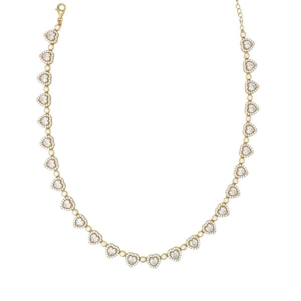 Say It With Heart Tennis Choker Necklace - Yellow Gold