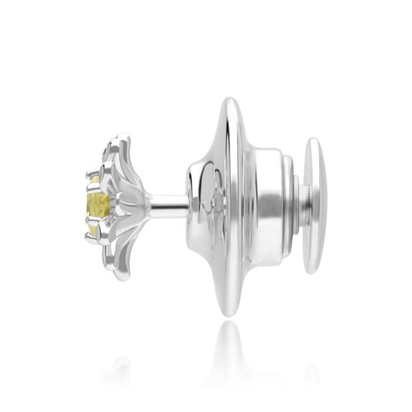 Gemondo Gardenia Daisy Yellow Sapphire Floral Halo Flower Pin in 9ct White Gold