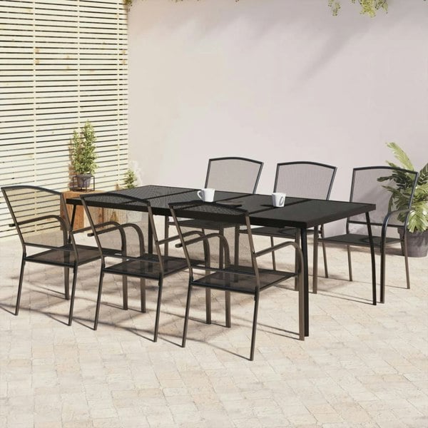 Berkfield 7 Piece Garden Dining Set Anthracite Steel