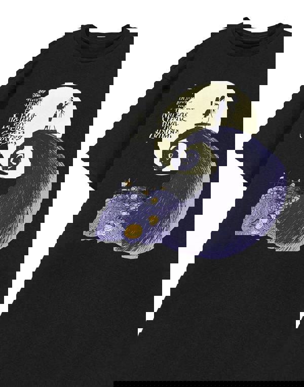 Disney The Nightmare Before Christmas Unisex Black Moon Short Sleeved T-Shirt